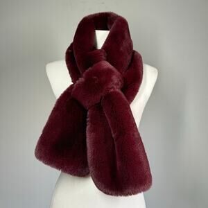 Burgundy Red Faux Fur Stole Wrap Scarf
